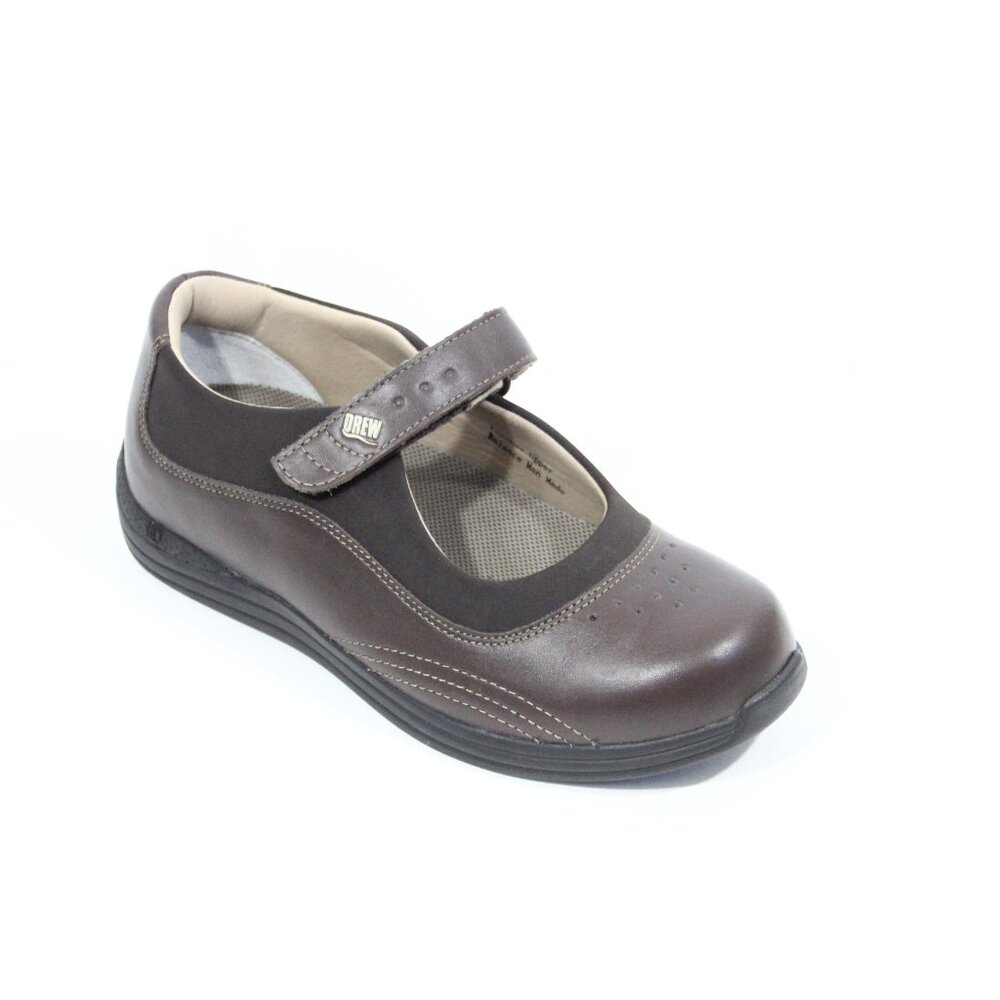 Drew Rose Mary Jane Shoe 8 Wide Women Comfort Flat Brown Leather casual